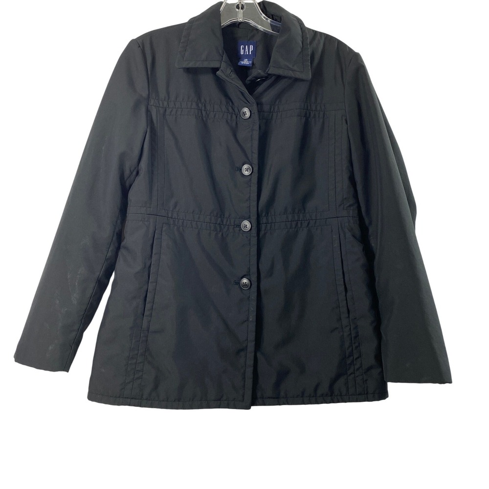 Vintage GAP Jacket Womens XS Black Weather Resistant Y2K Utility Coat Pockets